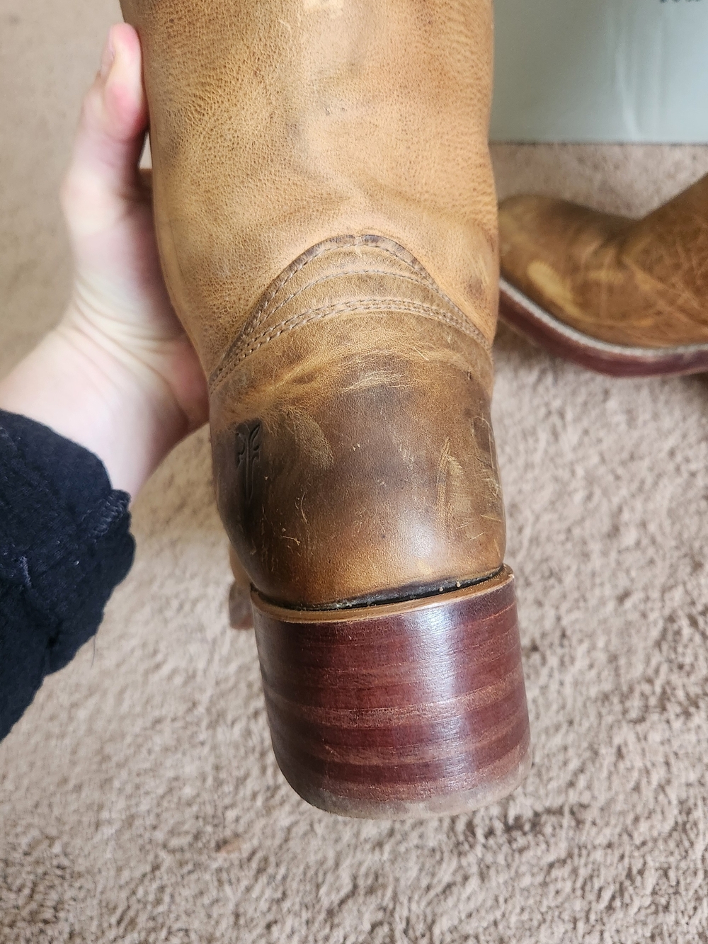FRYE Campus Boot USA Vintage marble Brown Leather Ladies Festival Boho Western 7 - Picture 5 of 12